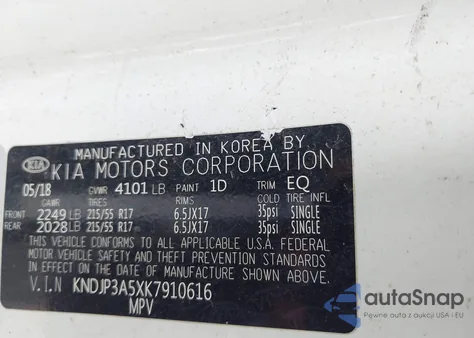 2019 Kia Soul + z USA, uszkodzony, nr VIN KNDJP3A5XK7910616